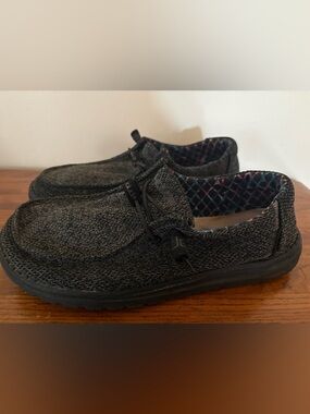 Hey Dude Black Knit Slip-On Loafers